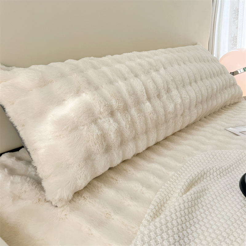 Silk Pillowcase - 1pc solid-color plush pillow long pillowcase,