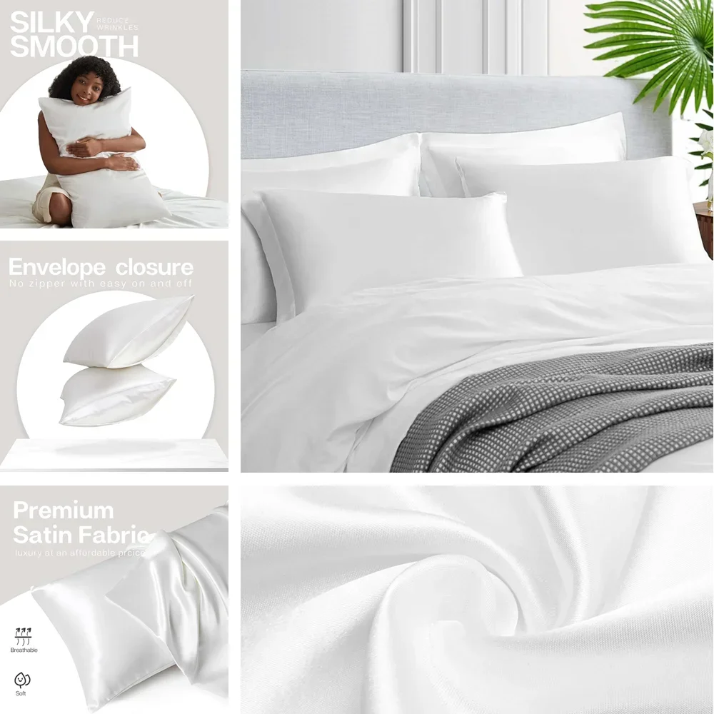 2 Pack Satin Pillowcase for Ha - Silk Pillowcase ulasan dan harga
